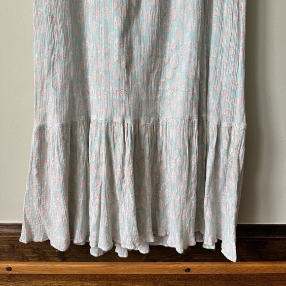 Roller Rabbit Size L Diam Gauri Maxi Dress Blue Paisley Waist Tie Sleeveless - Picture 3 of 6